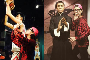 SJ金希澈蜡像馆玩嗨 姚明身边显娇小