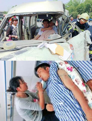 乐山惨烈车祸:妻子抱着被困司机喊坚持