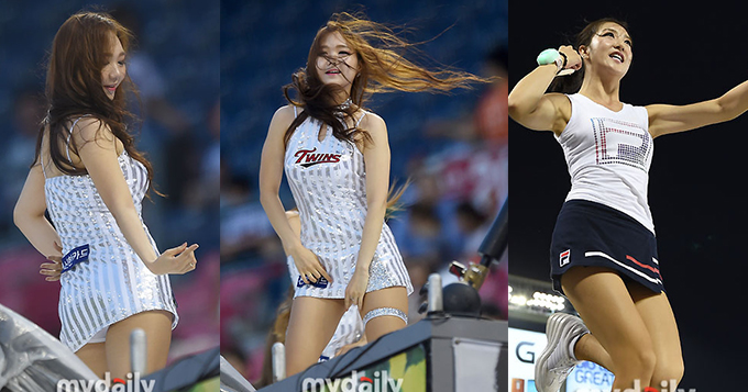 组图:韩啦啦队助阵棒球联赛 短裙难遮臀