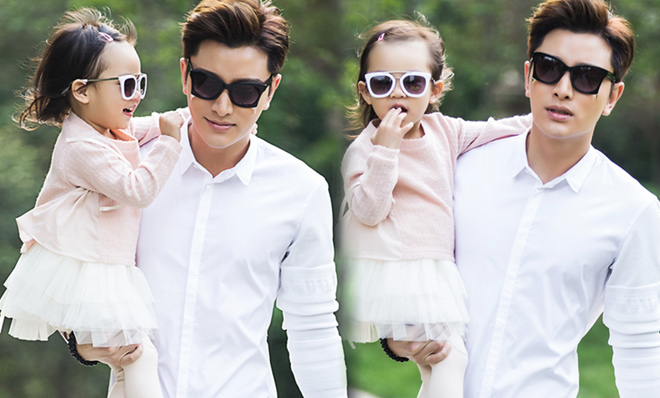 超有爱！贾乃亮单手抱甜馨时髦出街