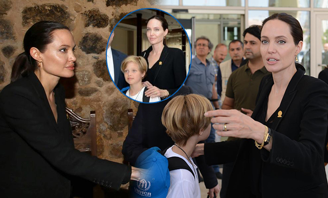 朱莉访问土耳其黑装干练 女儿希洛随行