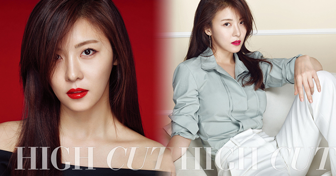 组图：韩星河智苑红唇写真 长发垂肩干练性感