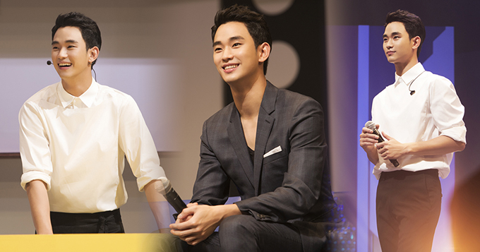 组图:金秀贤正装亮相日本 小背头利落精神