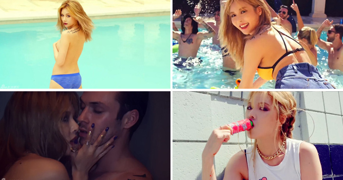 组图:泫雅19禁MV惊呆眼球 泳池半裸激吻鬼佬