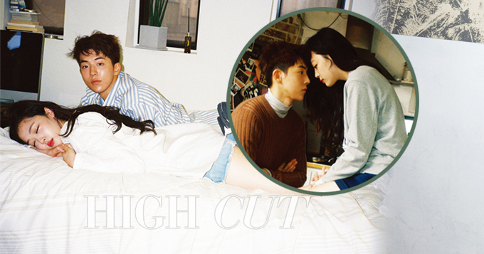 组图：韩星雪莉南柱赫情侣写真 同榻而眠太亲密