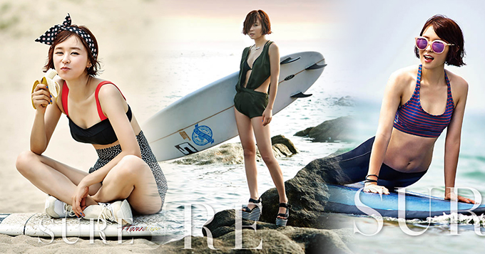 组图：崔江熙海边奔放秀腿 晒紧实腹肌