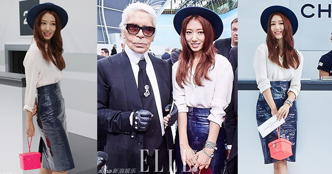 朴信惠出席巴黎时装周 清新亮相拎名包