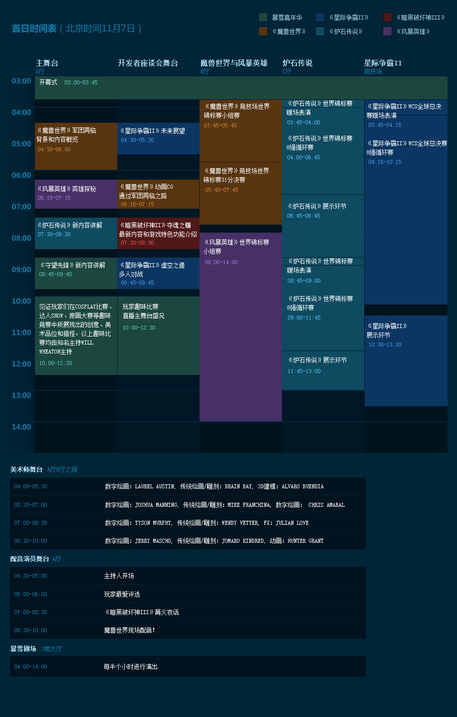 2015暴雪嘉年华11月7日周六活动排期