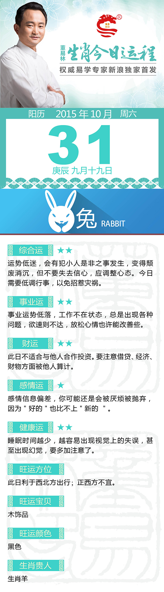 10月31日生肖兔运势