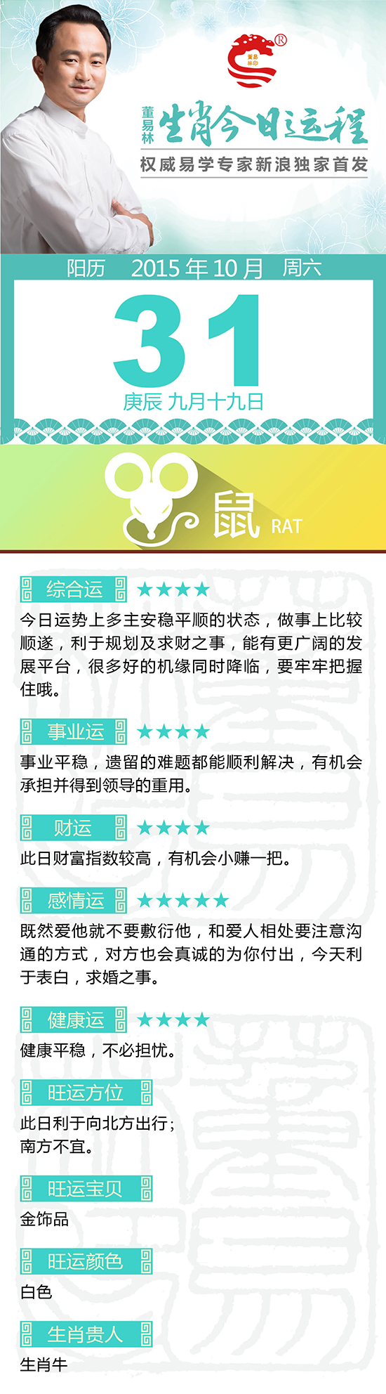 10月31日生肖鼠运势