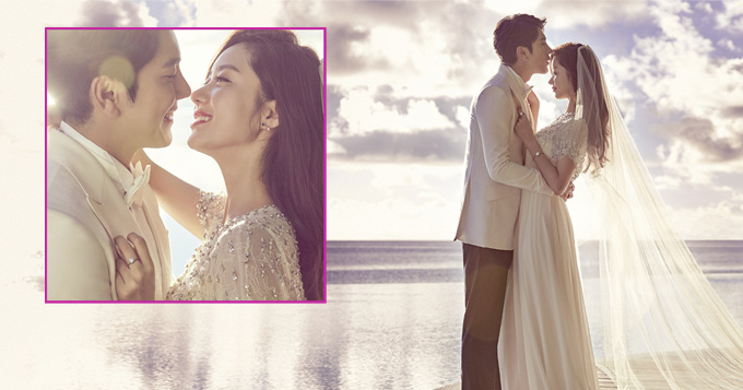 组图:韩星韩可露拍婚纱照 未婚夫帅气堪比明星