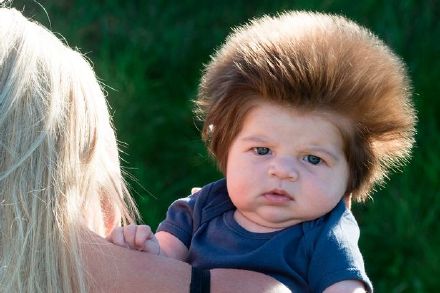 【被萌化了!2个月宝宝头发疯长 似真人版蒙 来自新浪新闻 - 微博