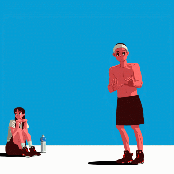 GIF动图中,一名球员在快攻中完成了一次漂亮的单手劈扣,他悬挂在篮筐上的身影与场边沸腾的观众,定格了篮球场上最激动人心的瞬间