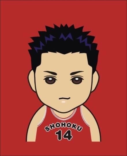 宫城良田Q版头像,标志性的卷发和耳钉格外醒目,他露出自信而狡黠的微笑,仿佛下一秒就要用他电光火石般的速度过掉防守球员。