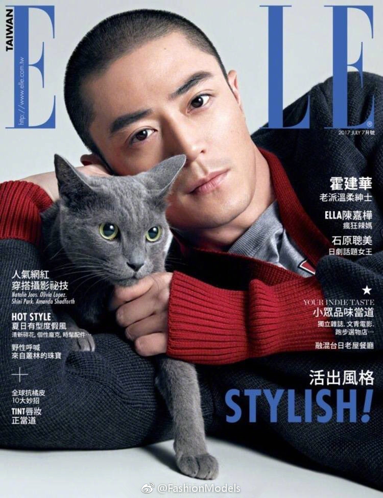 霍建华登上某时尚杂志台湾版7月刊封面,寸头搭配质感西服和毛衣外套