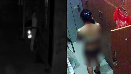 男子发现女子在家洗澡 回家取自拍杆偷拍