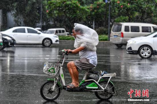 资料图:民众雨中出行。中新社记者 陈骥旻 摄