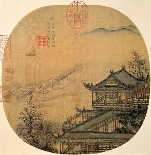 ▍描绘南宋时期中秋夜观钱塘江潮的《月夜看潮图》