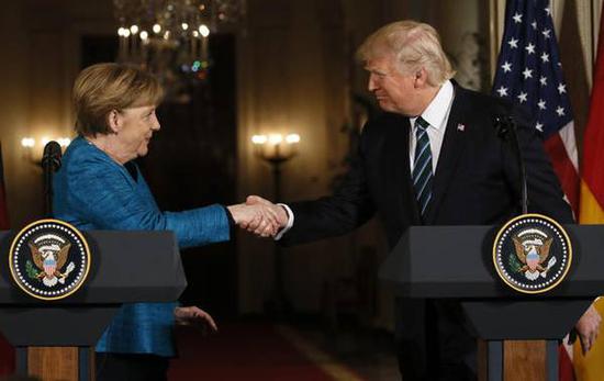 3月17日，德国总理默克尔访美与总统特朗普面对面交流