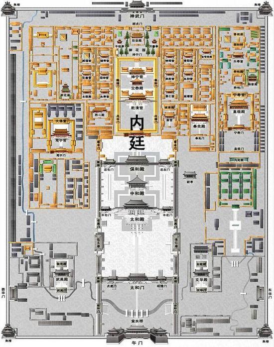 △故宫内廷分布示意图(图片来自故宫博物院官网)