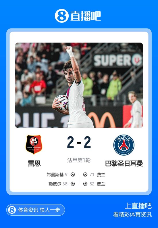无缘法甲开门红！巴黎2-2雷恩 费兰替补双响救主 登贝莱失良机