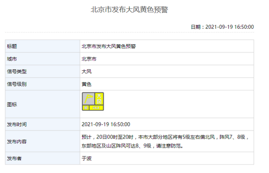 来源：北京市气象局网站 