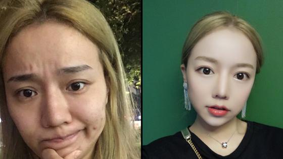 网红美女妆前妆后差超多