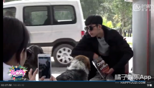 到了加油站之后,井柏然下车,和许晴又是逗狗又是拍照的。
