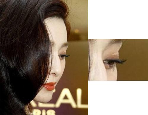 范冰冰有美丽的大眼睛,但也多次被拍到使用双眼皮贴定型。