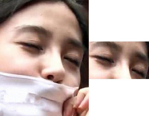 Angelababy在跑男这种拼素颜的节目上也粘了双眼皮贴。