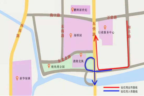 钻石湾区域进、出市出行路线图