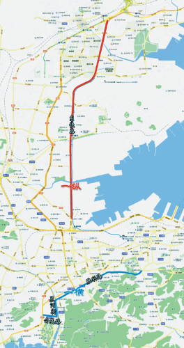 东北快速路HOV车道示意图(红线部分)。