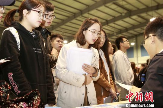 图为青海高校应届毕业生参加招聘。　张添福 摄