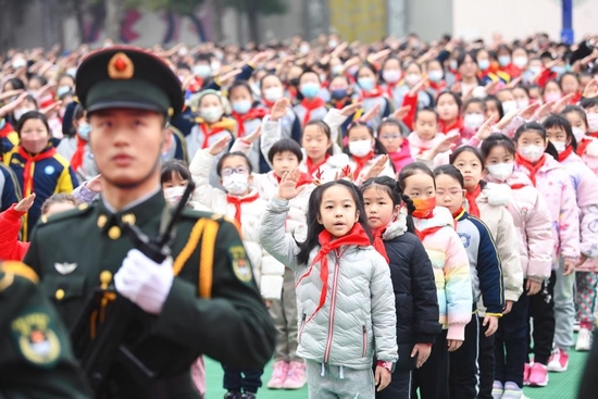 湖北省武昌水果湖第二小学的开学典礼。(受访单位供图)
