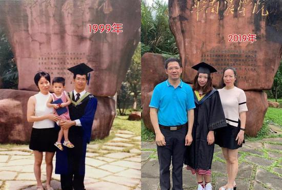 图中父亲是华南农业大学动物科学学院1999届硕士毕业生。