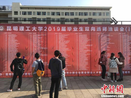 图为毕业生在看招聘企业名单。 缪超 摄