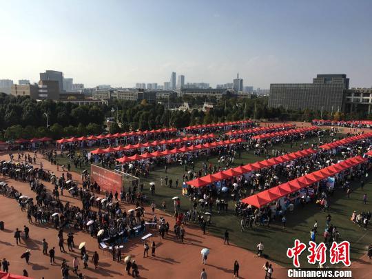 图为昆明理工大学2019届毕业生双向选择洽谈会现场。　缪超　摄