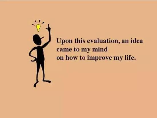 Upon this evaluation, an idea came to my mind on how to improve my life.