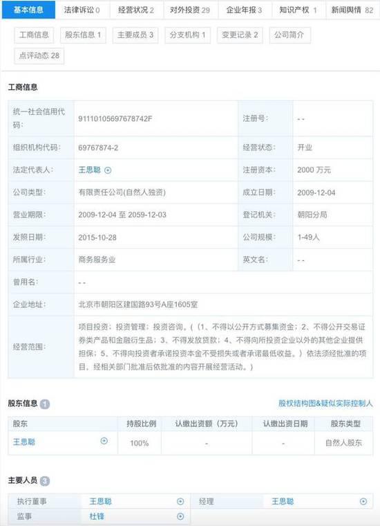 下图梳理了王思聪投资的部分公司（制图数据参考来源：普思资本官网）