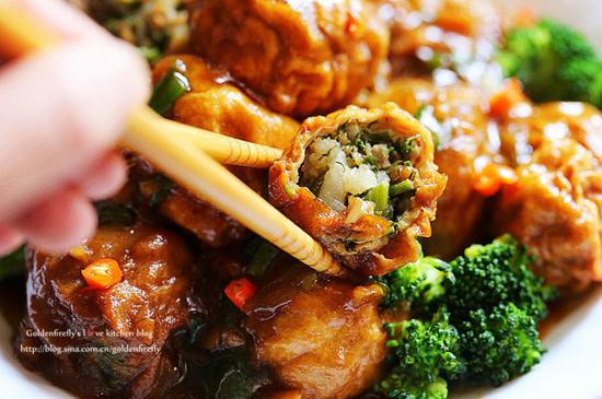 经典开胃下饭菜油面筋塞肉