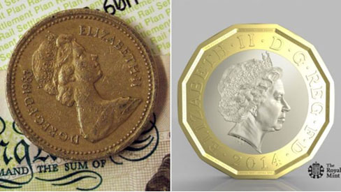 英国在今年3月开始全面发行新款一英镑硬币，由原来的圆形变为了十二边形