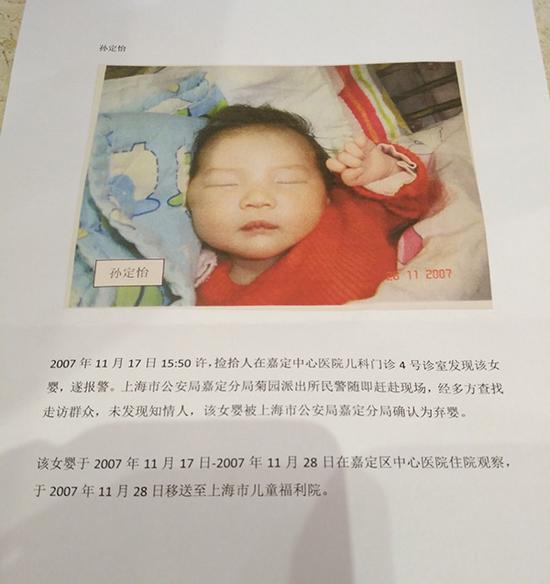 孙定怡出生照片。