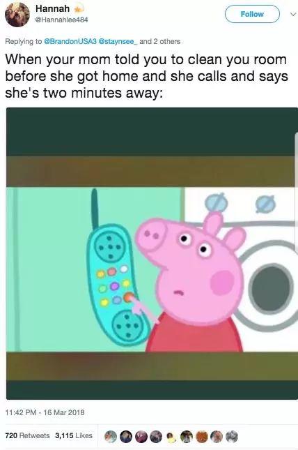 当你妈妈让你在她回家前打扫干净屋子，然后她打电话告诉你她还有两分钟就到了