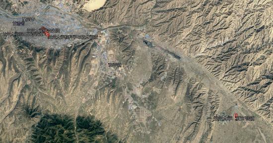兰州大学两个校区位置的卫星图，图片来自于Google Earth