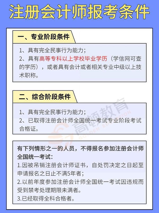 注册会计师考试报名条件及时间