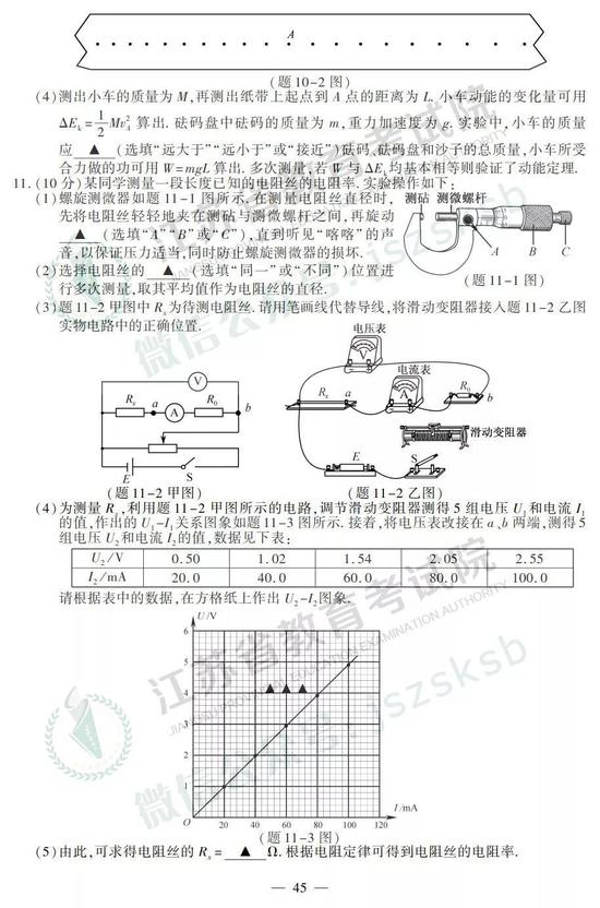 2019年高考物理真题及参考答案(江苏卷)