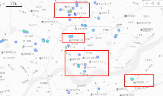 沈阳付费自习室地理位置分布