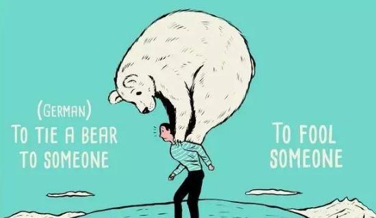 To tie a bear to someone（给你绑个熊） = To fool someone （愚弄某人）