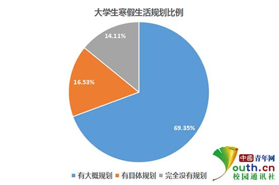 图为大学生寒假生活规划比例。本文制图均来自中国青年网