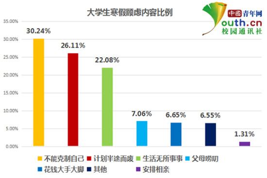 图为大学生寒假顾虑内容比例。